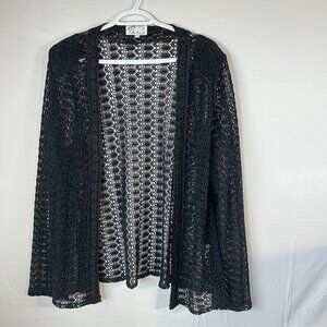 Black Lace Open-Knit Cardigan Boho Dark Romantic Parisian Lace Jacket – XL